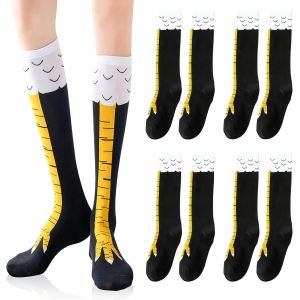 Jgd-4 Pcs Chaussettes Pattes De Poulet, Chicken Leg Socks, Haussettes Montantes Femmes Chaussettes Dessin Anim&eacute; Chicken Leg Socks Pour Humoristique Les F&ecirc;tes Costum&eacute;es F&ecirc;tes D'anniversaire - Neuf
