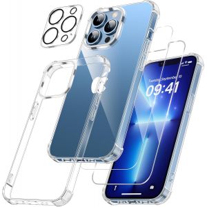 4 En 1 Coque Pour Iphone 13 Pro Avec 2 Verre Tremp&eacute; Et 1 Cam&eacute;ra Protecteur, [Coussin D'Air Int&eacute;gr&eacute;] Antichoc Antirayures Bumper Protection Housse Pour Iphone 13 Pro 6.1"", Transparent - Neuf