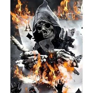 Ayuhr-40x50cm Diamond Painting Tete De Mort, Broderie Diamant Crane, Peinture Diamant Fantôme, Diamond Painting Horreur, Diamant Painting Crâne, Diamond Painting Skull, Peinture Diamant Gothique - Neuf