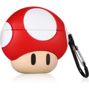 Coque pour Airpods 1/2 mignonne, motif champignon 3D en silicone, design kawaii, porte-clés amusant et cool, pour enfants, adolescents, filles et garçons - Neuf