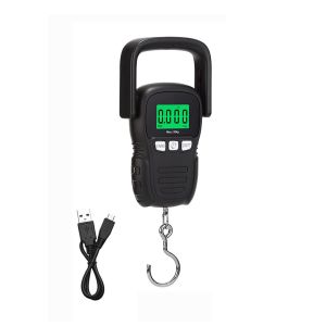 Pese Bagages de Voyage Portatif Pese Valise USB Rechargeable avec Grande Poignée&Crochet, Écran LCD Rétro-éclairé, Règle à Ruban à Mesurer, Peson Electronique pour Pêche et Cuisine - Neuf