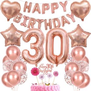 ERYI-Décoration 30E Anniversaire Femme Gâteau Décoration 30 Anniversaire Femme Décoration Cadeau Pour 30E Anniversaire Femme Or Rose Anniversaire 30 Femme 30 Ans Anniversaire Décoration Ballon 30 Ann - Neuf