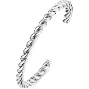 Kalsw-Bracelet Simple Ouvert En Acier Inoxydable Pour Femmes,Bracelet Torsadé Poli,Bijoux Minimaliste Faits À La Main,Cadeau D'anniversaire,De Mariage,De Fiançailles - Neuf