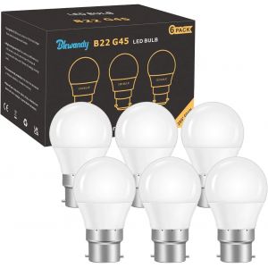 Ampoules Led B22, 5w Équivalent Incandescence 40w, Led Ampoule Baïonnette, G45 Type Globe 500lm Blanc Chaud 3000k, Ampoules Économie D'énergie, Non Dimmable, Lot De 6 - Neuf