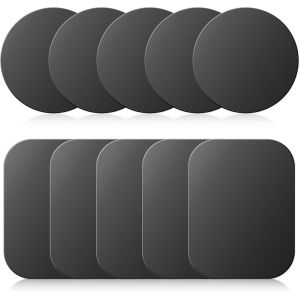 Kal-Lot De 10 Plaques Métalliques Autocollantes Pour Téléphone Portable - Plaque Métallique Magnétique Pour Téléphone Portable - Plaque Métallique Pour Aimants - 5 Rectangles Et 5 Ronds - Neuf