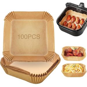 100 Pi&egrave;ces Papier De Cuisson Air Fryer Jetable,Friteuse &Agrave; Air Feuilles De Papier Sulfuris&eacute; Carr&eacute;,Feuilles De Papier De Cuisson &Eacute;tanche,Pour Friteuse &Agrave; Air,Four,Four Micro-Onde - Neuf