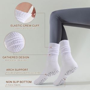 Lot De 3 Paires De Chaussettes De Pilates Pour Femme, Chaussettes De Yoga Souples Avec Adh&eacute;rence Pour Barre D'entra&icirc;nement &Agrave; L'h&ocirc;pital - Neuf
