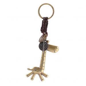 Porte-cles en cuir de vache tisse a la main en forme de girafe, pendentif a suspendre, decoration de sac - Neuf