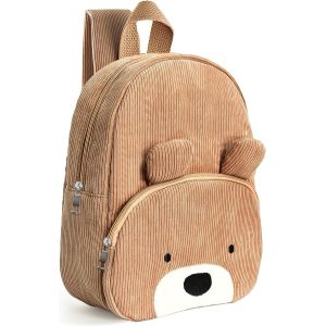 KALANKA-Sac a Dos Enfant Maternelle Velours Côtelé Ours,Générique Cartable Fille Primaire,Cartable Scolaire Maternelle Sac à Dos Mignon,Sac à Dos Scolaire Animaux pour garçons Filles Jardin Petit Our - Neuf