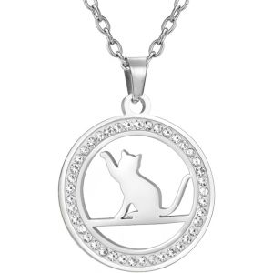 Kal-Collier Rond En Zircon Pour Chaton Et Chat Pendentif Chat Mignon Bijoux Commémoratifs Exquis Pour Femmes Et Hommes - Neuf