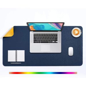LKLJIJ-Tapis de Souris Grand, sous Main Bureau XL, Mouse Pad Mat Prolongé, Tapis de Portable, Tableau d'Écriture, Buvard de Bureau, Double Face Usage en Cuir PU Étanche 80 x 40cm(Bleu Foncé/Jaune) - Neuf