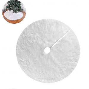 Jupe de sapin de No&euml;l blanche &agrave; longs poils, couverture ronde de 90 cm pour pied de sapin - Neuf