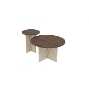 Ensemble de table basse en bois "Private" 70 x 70 x 40 cm - Noyer - Neuf