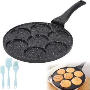 Subzonal-Po&ecirc;le &Agrave; ?ufs 7 Trous Avec Pinceau &Agrave; Huile - Antiadh&eacute;sive Pour Cr&ecirc;pes, Pancakes, Omelettes (Diam&egrave;tre : 26 Cm) - Neuf