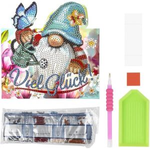 Diamond Painting Carte De Montage 370 G/M² 16,3 Cm X 16 Cm Avec Enveloppe Et Outils Motif Lutin - Neuf