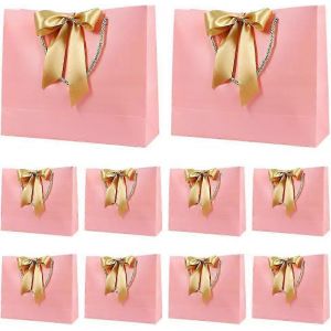 Support Sacs-Cadeaux de 10 avec le Ruban d'Or pour les Petites et Moyennes Cadeaux pour les Douches de B&eacute;b&eacute;, anniversaires, Mariages, f&ecirc;te des m&egrave;res - Neuf