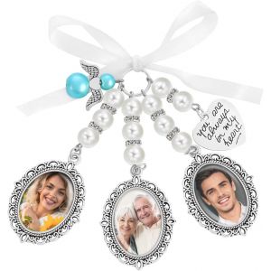 Pendentif Charme Bouquet De Mariage - Photo Charm Avec 3 Cadres - Anniversaire Mari&eacute;e Bande - Neuf