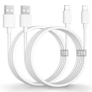 Cable Iphone 1M+2M/Lot De 2[Apple Mfi Certified], Cable Usb Vers Lightning C&acirc;ble Lightning Cable Usb Charge Rapide Cordon Fil Chargeur Pour Iphone 14/13/12 Mini/11 Pro Max/X/Xs/Xr/Se/8 Plus/7/6/5 - Neuf