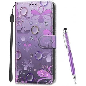 KAL-Coque Compatible Avec Huawei P10 Lite, Imprim&eacute; Color&eacute; Motif Portefeuille Housse En Cuir Synth&eacute;tique Avec Support Et Cartes Compartiments Pour Huawei P10 Lite (Goutte D'Eau B) - Neuf