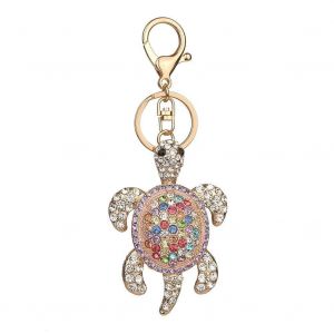 Breloque Strass Alliage Tortue Forme Pendentif Sac &Agrave; Main Voiture Porte-Cl&eacute;s Anneau (Multicolore) - Neuf