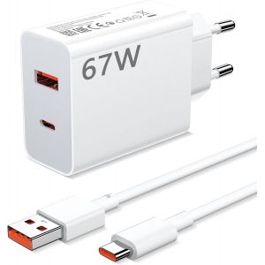 Hamiltion-67W Chargeur Rapide Avec C&acirc;ble Usb C Pour Redmi Note 13 Pro 13 12,2-Ports Chargeur Usb Avec Pd 45W,Chargeur Turbo Pour Xiaomi 14T Pro/13T/14 Ultra/12 Lite/Redmi Note 14 Pro/Poco X7 Pro/F6/X - Neuf