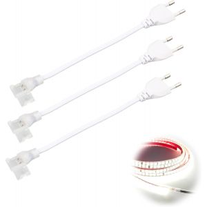 Kalanka-3 Pi&egrave;ces Connecteurs Pour Rubans Led &Agrave; 2 Broches, Adaptateurs Led Sans Pilote, Avec Prises Aux Normes Europ&eacute;ennes, Adapt&eacute;s Aux Rubans Led Cob Monochrome, Aux Rubans Lumineux Leds Monochrome - Neuf