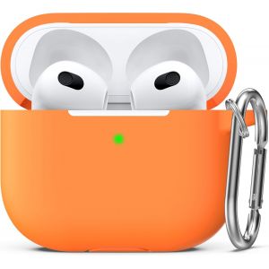 Compatible avec Airpod 3 Case Cover, Silicone Protective Accessories Skin avec Porte-clés Compatible avec Apple Airpod 3e génération 2021 pour Femmes Hommes Filles garçons,Orange.[S264] - Neuf