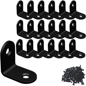 Supports en acier pour charges Lourdes,Coin Accolade, L'Équerre, Équerre de Coin,Noir Petits Crochets en Métal de Fer Croisillons Supports pour Bois 18pcs(1x1x0.63x0.07) - Neuf