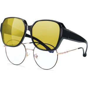 BNHGO-Lunettes de vision nocturne pour automobilistes Femmes Hommes Polarisées Anti-éblouissement Verres jaunes Lunettes de conduite nocturne Ultra légères Protection UV400 - Neuf