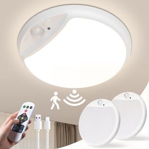 Plafonnier,Plafonnier Led Rechargeable À Détecteur De Mouvement Avec Télécommande,Dimmbar 10000mah Lumière De Placard Sans Fil,Alimentée Par Batterie Pour Les Placards,Douches,Escaliers - Neuf