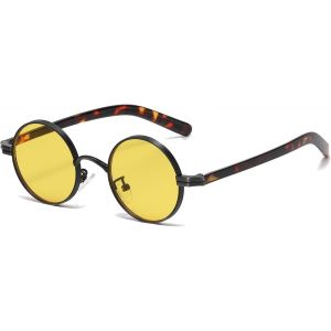 Tianyi-Lunettes De Soleil Ronde Vintage Pour Homme Femme, Lunette De Soleil Petit Rond En Metal Lunettes Retro Protection Uv400 - Neuf