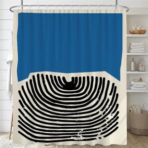 Honordic-Rideau De Douche En Tissu Polyester Avec Crochets,Peinture Abstraite,Art Minimaliste Médiéval,180X180Cm.Dt-241207000262-Yl.W120Xh180Cm - Neuf