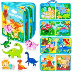 JGD-Busy Board Montessori Jouet &agrave; partir de 1 an, Busy Book avec th&egrave;me dinosaure 3D, Quiet Book 8 en 1 pour l'&eacute;ducation pr&eacute;coce, tableau d'activit&eacute;s pour enfants &agrave; partir de 1, 2, 3, 4, 5 ans - Neuf
