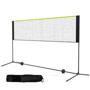 Filet De Badminton,Support Et Sac De Transport,Jeu Dans Le Jardin,Utilisation En Int&eacute;rieur Et En Ext&eacute;rieur,Filet De Volleyball R&eacute;glable En Hauteur,Filet De Pickleball Pliable De 3 M De - Neuf