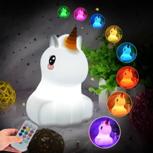 Licorne Veilleuse Pour Tout-Petit - Lampe De Chevet En Silicone 9 Couleurs Pour Enfant, Lumi&egrave;res De Chambre D'enfant - Convient Aux Gar&ccedil;ons Filles Cadeaux Pour Enfants / Cadeaux D'anniversaire -Moye - Neuf