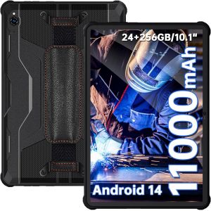 OUKITEL RT9 Tablette Incassable - Android 14 Tablette PC, 11000mAh Tablette Durcie, 24Go+256GO(TF 1To) 10.1''HD Tablette Tactile, IP68/IP69K, 16MP/Octa-Core/Double SIM 4G/WiFi 5G/OTG/Face ID/GPS, Noir - Neuf