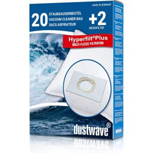 Lot de 20 sacs d'aspirateur compatibles avec Grundig VCC 4350 Bodyguard / VCC4950 Bodyguard / VCC4950C Bodyguard/Fabriqué en Allemagne + micro filtre - Neuf