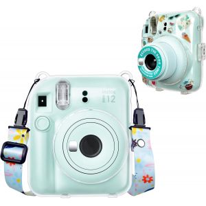 Housse Transparent Pour Appareil Photo Instantané Fuji Instax Mini 12 Coque Rigide Transparente Pour Polaroid Instax Mini 12 Avec Bandoulière Et Autocollant - Vert[CLI1137] - Neuf