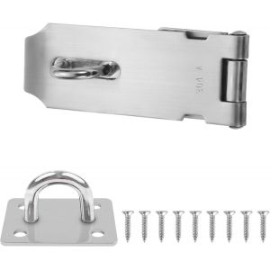 4 Pouces Loquet de Porte en Acier Inoxydable, Fermoir de Cadenas Argent, Porte Fermoir Verrou de Porte Moraillon, Loquet de Cadenas Agrafe pour Armoires - Neuf