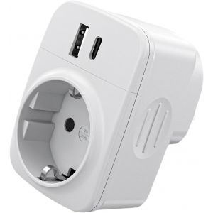 JGD-Adaptateur UK - Prise Britannique vers Europe avec 1 USB et 1 Type-C - Voyage Angleterre, Irlande, &Eacute;cosse, Type G - Neuf