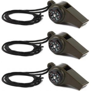 Lot De 3 Sifflets De Survie 3 En 1 Avec Boussole Et Thermom&egrave;tre, Sifflet De S&eacute;curit&eacute; Puissant Avec Cordon Pour La Randonn&eacute;e, La Navigation De Plaisance, La Chasse Et La P&ecirc;che - Quan - Neuf
