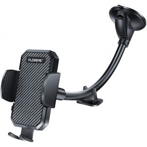 Support Telephone Voiture Ventouse - Universel Support T&eacute;l&eacute;phone Voiture avec Long Col de Cygne pour Pare-Brise, Compatible pour iPhone Samsung Huawei etc - Noir - Neuf