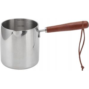 Subzonal-Pot &Agrave; Chauffe-Beurre, 450ml Petite Casserole &Agrave; Sauce, Pot &Agrave; Lait En Acier Inoxydable &Agrave; Fond Plat, Marmite &Agrave; Beurre Avec Poign&eacute;e En Bois, Mini Casserole Chauffe-Caf&eacute; Pour Faire Fondre Le Choc - Neuf