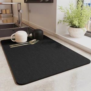 Kalanka-Tapis Absorbant Vaisselle, Tapis Egouttoir, Tapis De Machine &Agrave; Caf&eacute;, Tapis De S&eacute;chage Vaisselle Egouttoir Antid&eacute;rapant Pour Cuisine, Bar(40 X 50cm, Noir) - Neuf