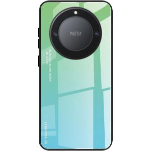 Kal-Coque Pour Honor Magic 5 Lite 5g (Magic5 Lite) / X9a, Etui Dégradé De Couleur Verre Trempé Back Coque + Souple Silicone Tpu Case Cover Protection Antichoc Housse (Vert) - Neuf