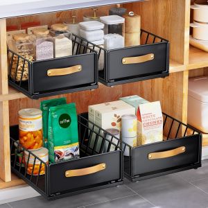Chenquansarl-Tiroir Coulissant Cuisine, Organ Ur D'armoire Coulissant Fixé Avec Un Nano Film Adhésif, Étagères De Garde-Manger Coulissantes Robustes, 40 Profondeur X 25 Largeur X 16 Hauteur Cm - Neuf