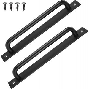 2PCS Noir Poignée de Porte avec des Vis, Glissant Grange la Poignée de la Porte, de la Porte de l'Armoire, armoires de Cuisine, Intérieur de Porte Extérieure, Porte en Bois - Neuf