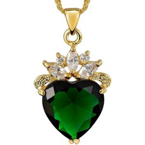 Kal-Ocean Coeur Pendentif Avec 18'' Chaîne & Coupe De Coeur Cz [4 Couleurs Disponibles] En Plaqué Or Jaune,Simple Moderne Élégant - Neuf