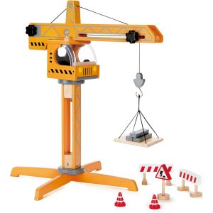 Grue En Bois Enfant - Jeu D'Imitation Fun Chantier En Bois - Enfants De 3 Ans Et Plus - Accessoires Grande Grue Transportable - Id&eacute;al Pour D&eacute;velopper La Motricit&eacute; Fine, Stimule L'Imagination - Neuf