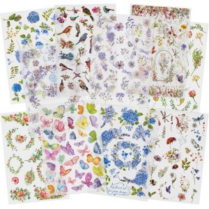 10 Feuilles Autocollant De Transfert &Agrave; Frotter Autocollants Autocollants De Fleur Autocollant De Plante De D&eacute;coration Pour Diary Album Journals Diy Arts And Crafts (Field) - Neuf